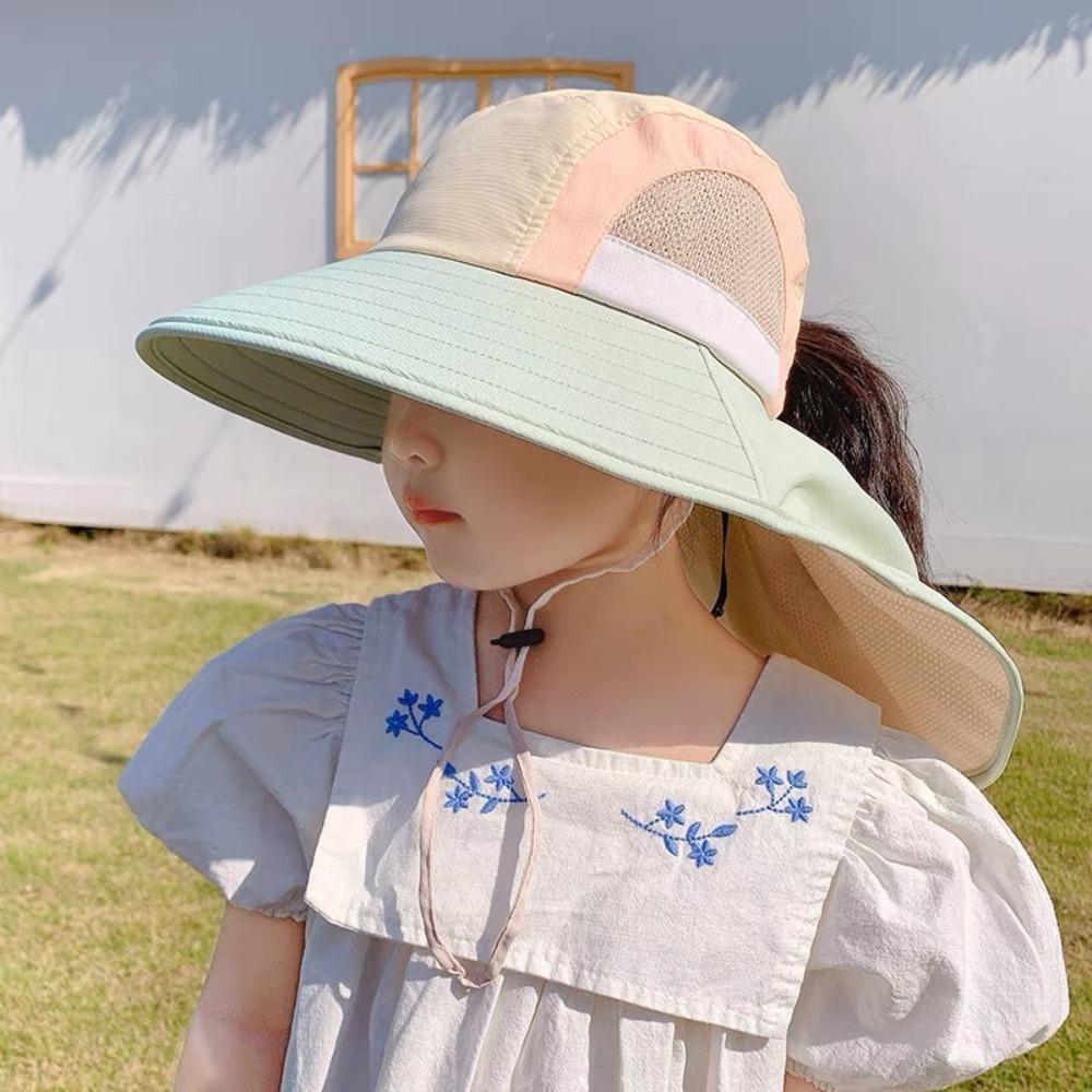 UV Protection Baby Fisherman Cap Sunscreen Wide Brim Bucket Hat Fashion Kids Sun Hat  Girls