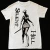 Y2K Dark Horror Game Nurse Print T-Shirt Distressed Washed Subculture Loose Short-Sleeve Top M