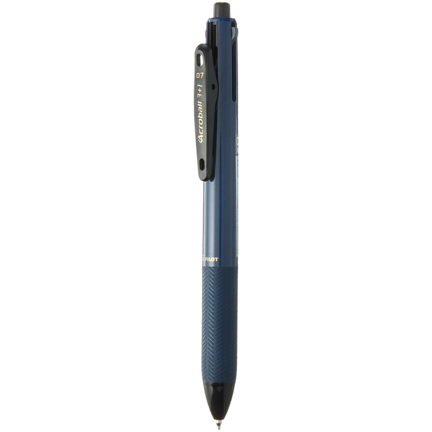 

Pilot Acroball Ballpoint Pen with Mechanical Pencil Black 3+1 Multi-Function Pen, 3-Color (Black, Red, Blue), 0.7mm, (Navy),