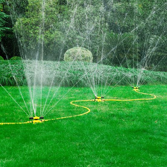Automatic Garden Sprinkler 360-Degree Rotating Water Sprinkler 3-Arm Adjustable Sprinkler Garden Hose Attachment for Yard Lawn Irrigation
