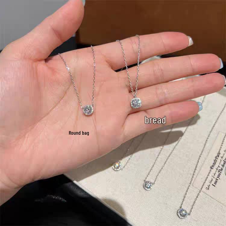 S925 Sterling Silver Square Pendant Necklace with Zirconia, Women's Light Luxury Clavicle Chain, 2025 Design.