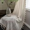 Checkered Geometric Crochet Curtains With Light Transmission American Style Hollow-out Living Room Balcony Bedroom Window Art