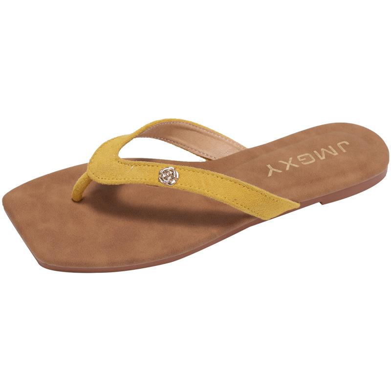Flat-bottomed slippers women's shoes summer wear 2025 new gentle toe sandals flip-flops