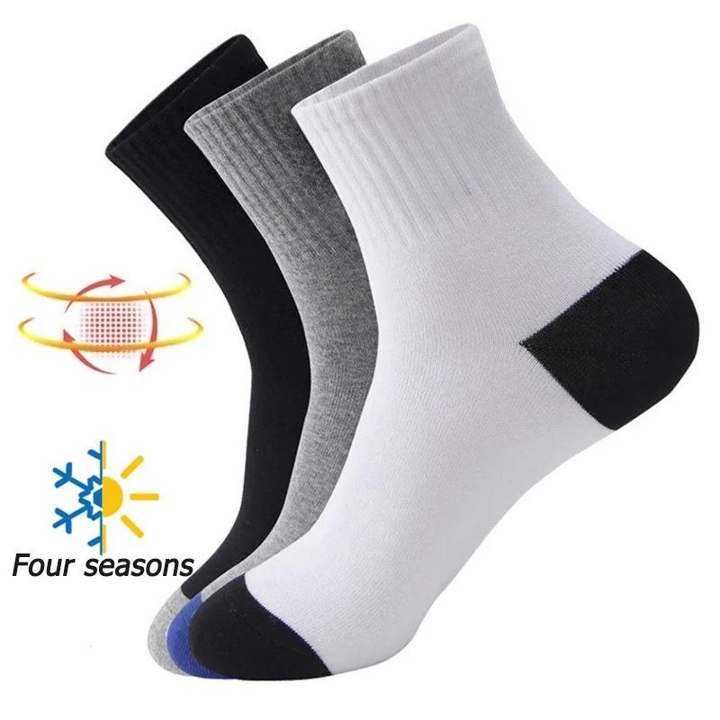 5 Pair Bamboo Fiber Autumn Winter Men Socks Breathable Cotton Sports Sock Breathable Deodorant Business Socks Plus Size 38-47
