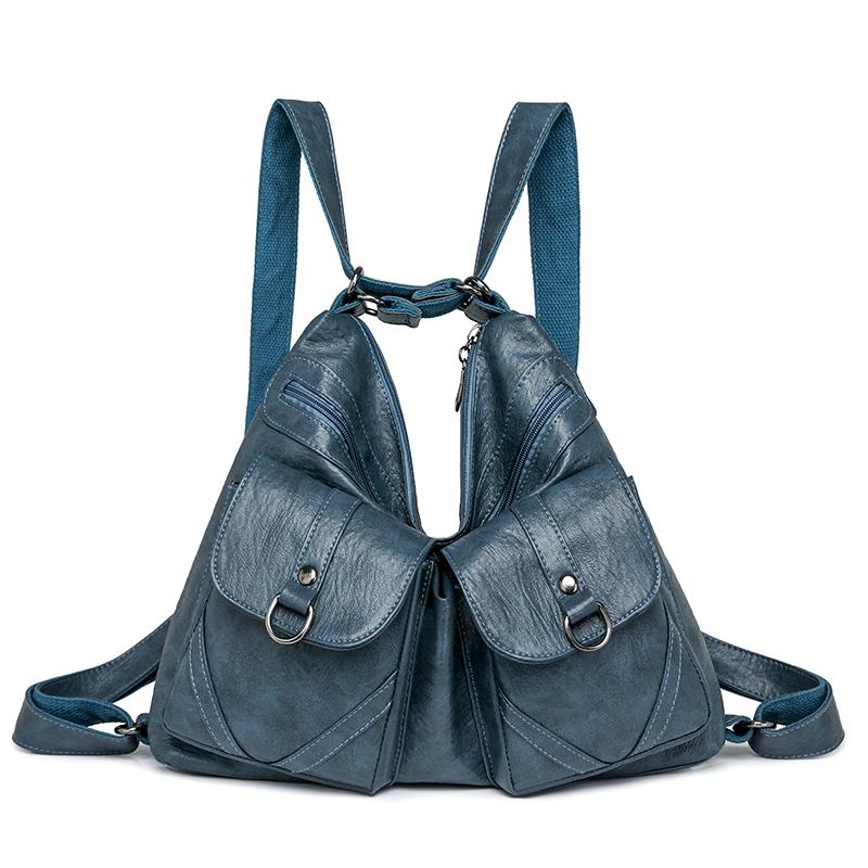 Damen Tasche Vintage Umhängetasche Große Kapazität Multi-Pocket PU Weiches Leder