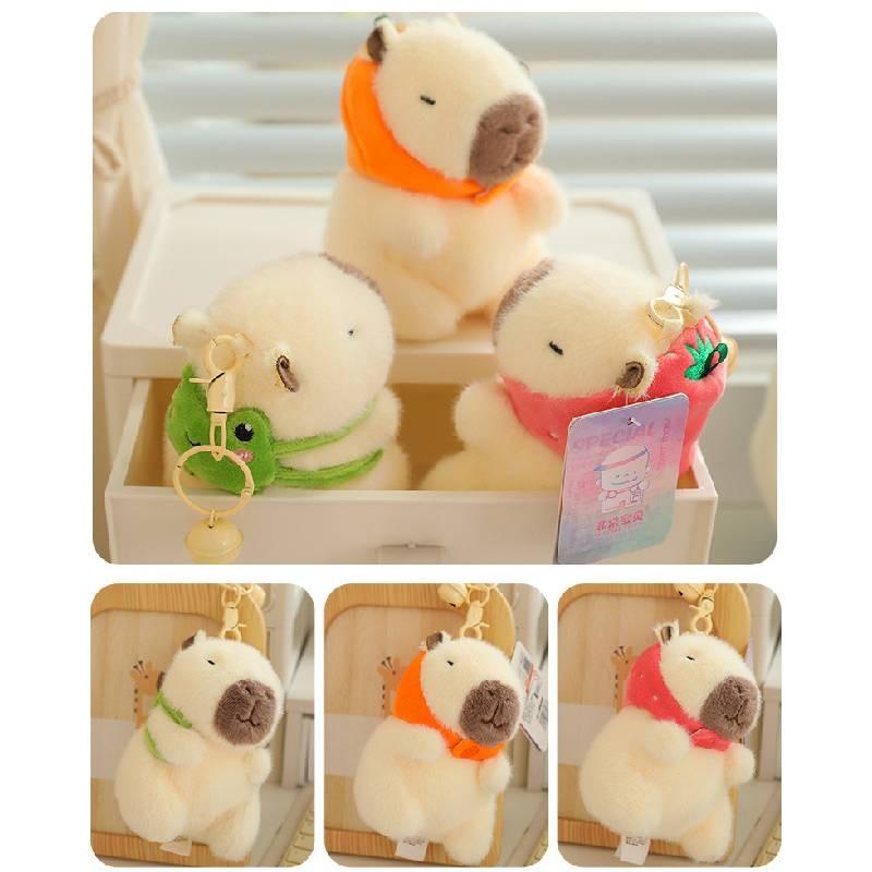 Hat Strawberry Persimmon Capybara Plush Pendant Keychain Decoration Backpack