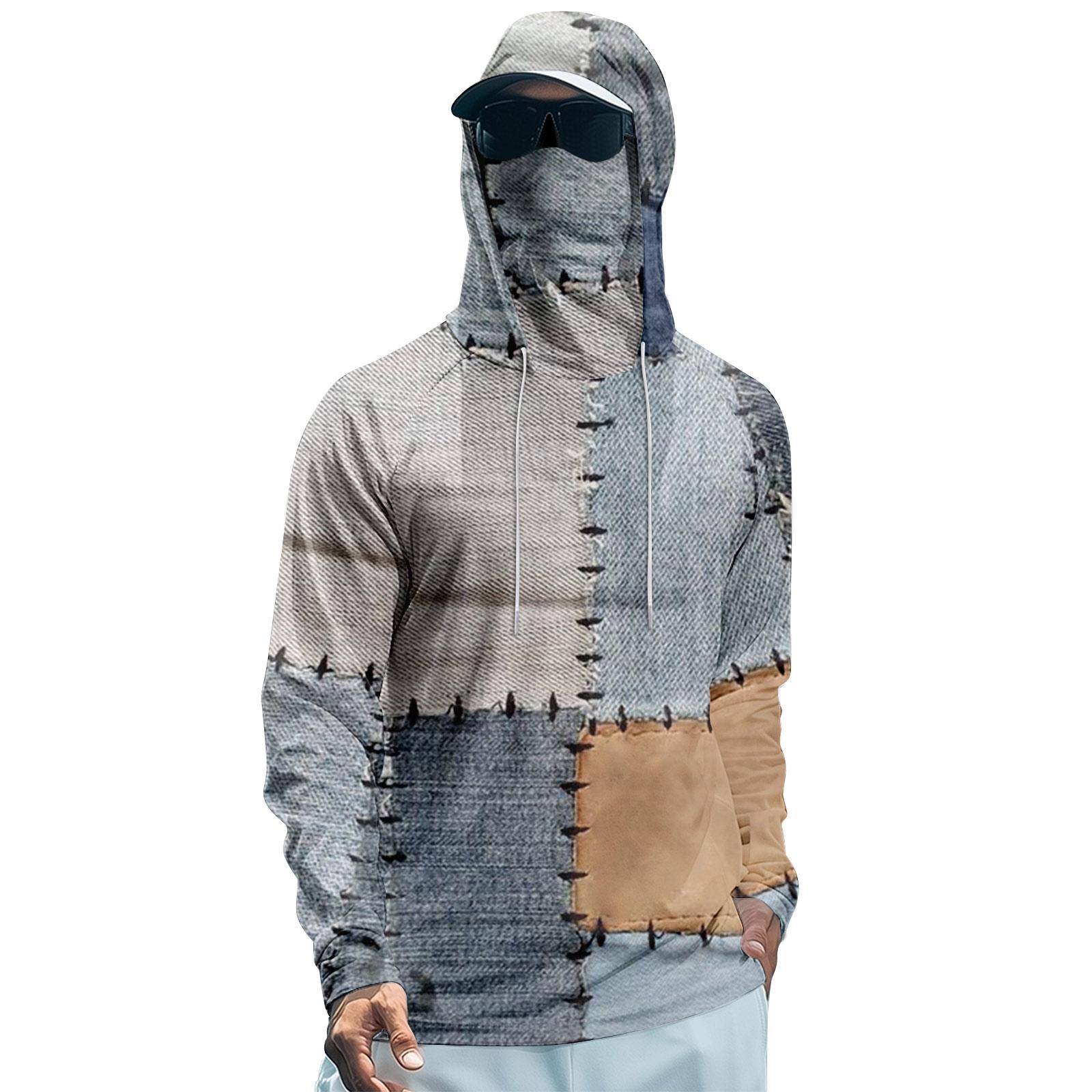 

Мужская худи реглан для рыбалки - UPF 50+ УФ-защита, длинный рукав, солнцезащитная рубашка с сетчатым козырьком L белый