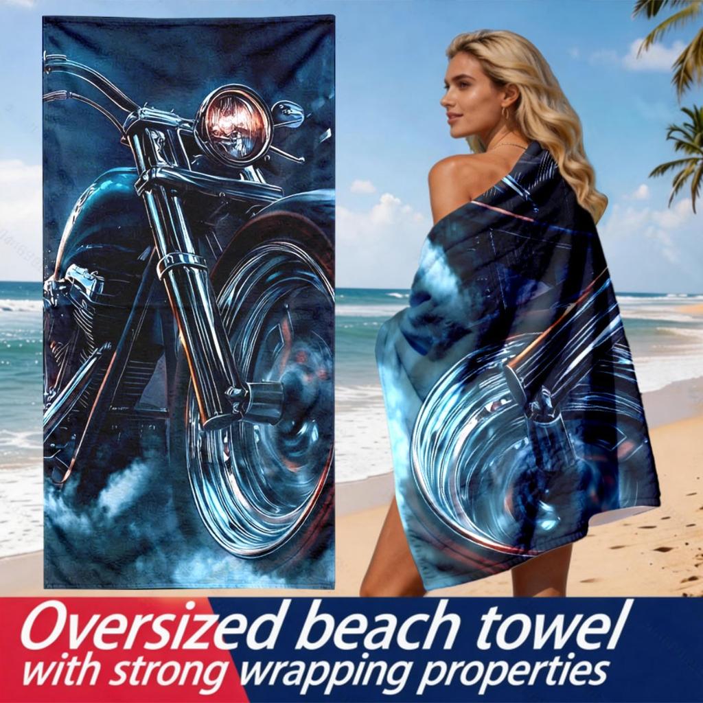 Klassisches amerikanisches Motorrad-Thema Polyester-Mikrofaser-Strandtuch ist sehr saugfähig, geeignet für Schwimmen und Strandausflüge