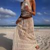 2024 Spring/Summer European & American Fashion Backless Halter Lace Ruffle Maxi Dress Set
