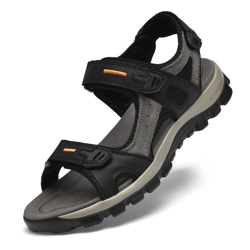 Men's Summer Velcro Cowhide Sandals: First-Layer Beach & Outdoor Wear