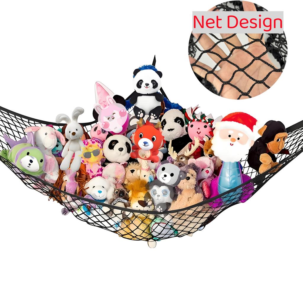 Spacious Soft Toy Hammock - Corner Storage Net for Plush Animals (Available In 4 Colors) - Sturdy Hanging Organizer