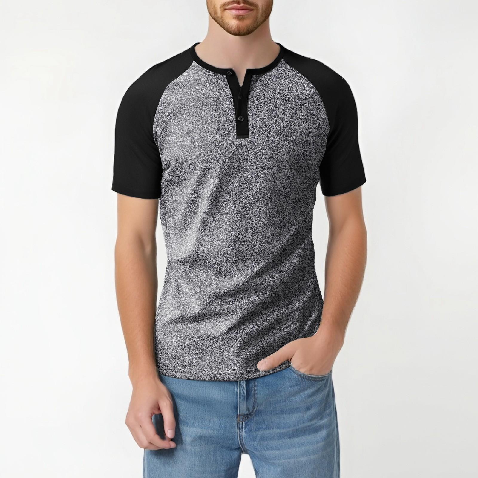 Summer Men s Matching Short-sleeved  Shirt Single Breasted Breathable Sports Casual Top XL