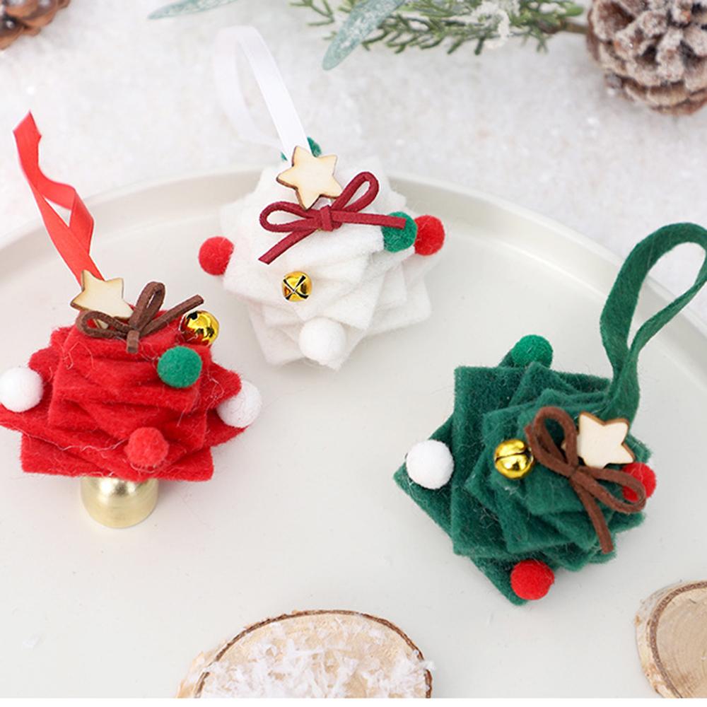 Mini Felt Christmas Tree Decorative Christmas Wind Chime Christmas Bell Ornaments Metal Festive Decor Supplies For Home Decor