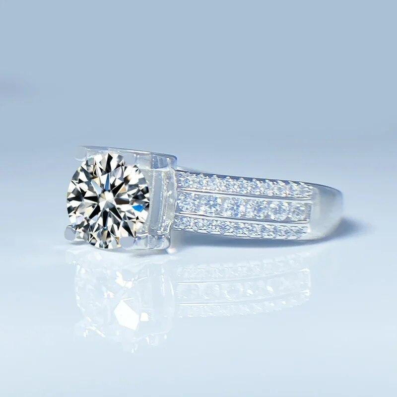 2karátový moissanitový diamantový snubní prsten pro ženy 925 mincovní stříbro Prsteny na prstech Jemné šperky s certifikátem