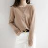 Women's Autumn Thin Round Neck Knitted Cardigan, Simple and Elegant Short Jacket