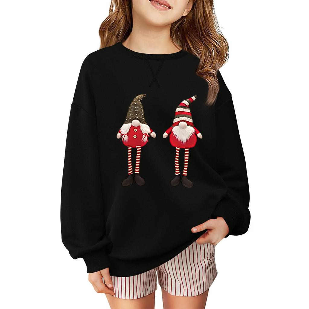 Children's Fashionable Casual Long-sleeved Loose Christmas Print Pullover Sweatshirt