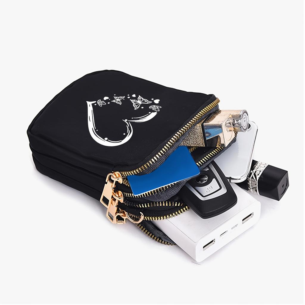 Stylish Crossbody Bag Trendy Heart Pattern, Mini Phone Pouch, Coin Purse Adjustable Shoulder Bag for Travel, Daily Use, Walking, Shopping