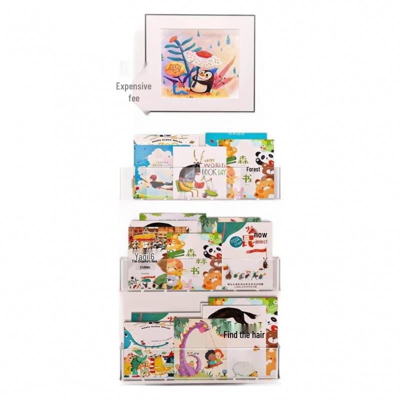 Creative Wall-Mounted Bookshelf: No-Drill Children's Book Display & Storage Rack