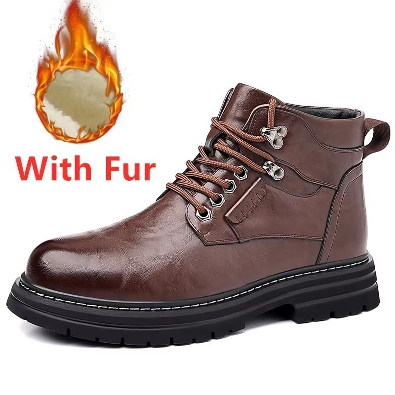 

Fashion 2024 New Lace-Up Motocross Botas Outdoor Men s Casual Leather High Top Shoes Fashion Comfy Ankle Boots Autumn Warm Winter Boots 44