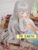 YR EARTH S340 Doll Heat Resistant Wig inches Wig Long Ponytail BJD DD MDD 8-9 1/3 (Light Gray)