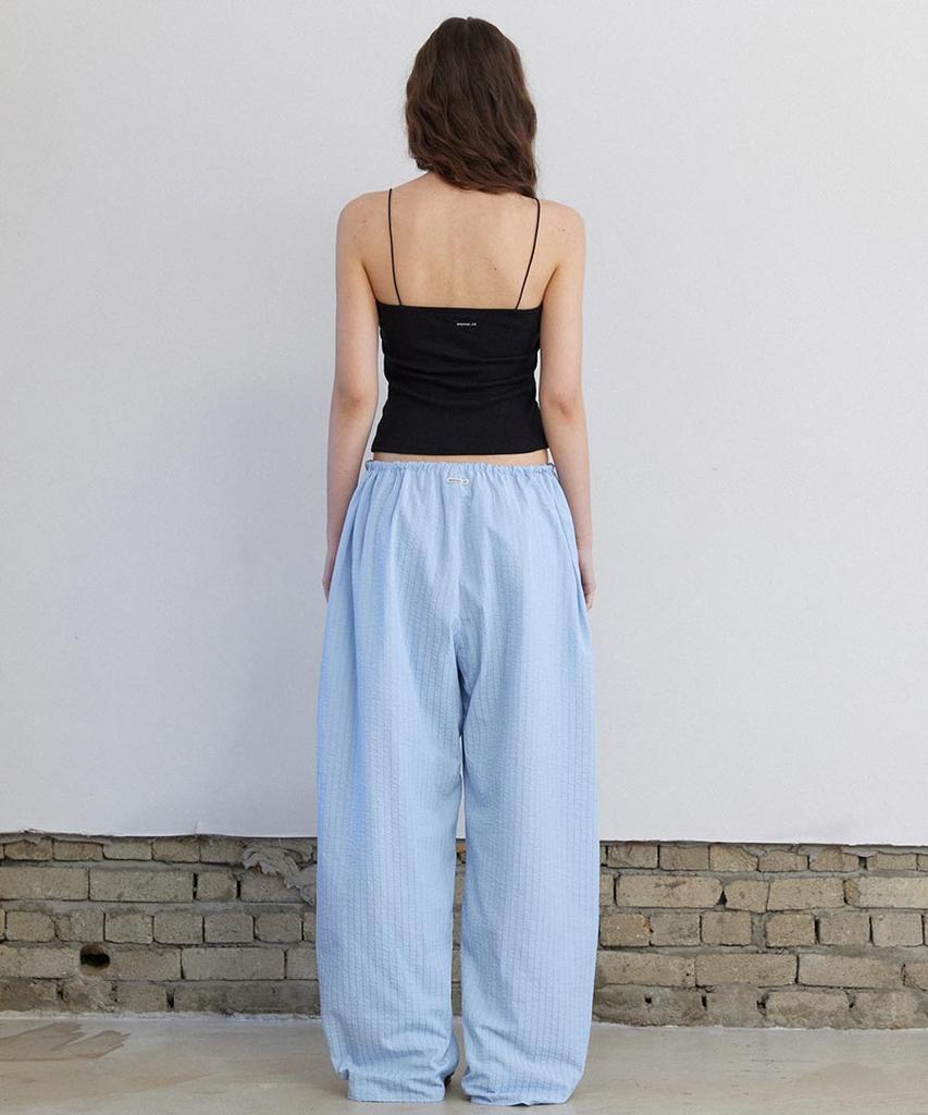 Lense Seersucker Banding Stripe Wide Pants Sky Blue