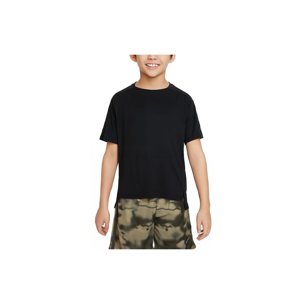Nike Multi Logo Reflective Design Crew Neck Short Sleeve T-Shirt Kids Tops Black FB1292-010