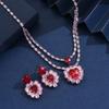 3PC Women's Fashion Zircon Heart shaped Water Drop Necklace Earrings Zircon Set Suitable for Wedding, Party, Festival Gifts