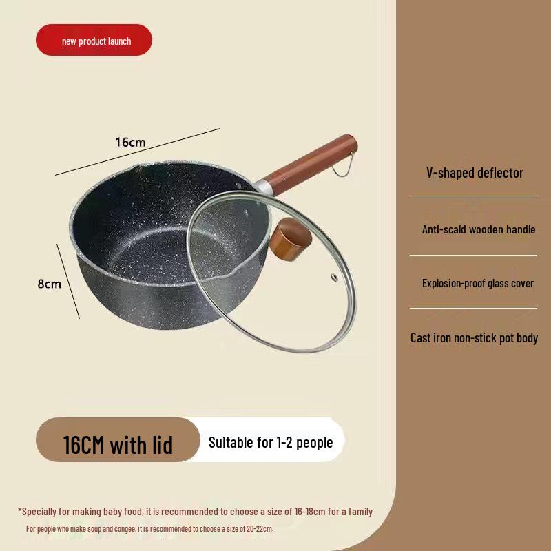 Yukihira Non-Stick Stone Pot: Single-Serve Instant Noodle & Milk Cooking Pot