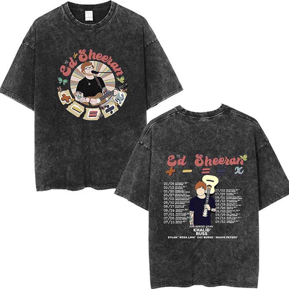 Washed Vintage Ed Sheeran Play Graphic Tshirt Men Women Hip Hop Fashion Pop Music T Shirts Mens Gothic Oversized Streetwear