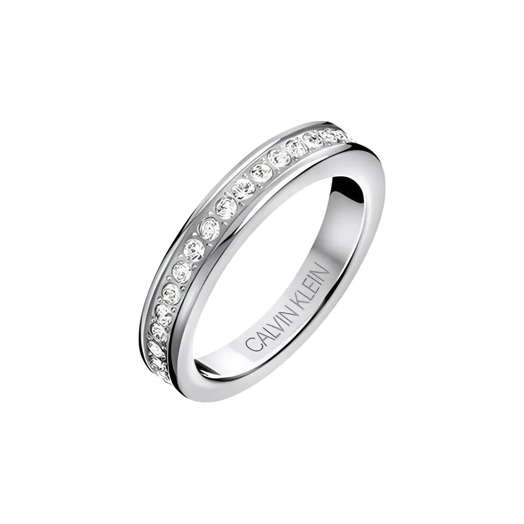 CALVIN KLEIN Starry Sky Series, Crystal Inlaid 316L Stainless Steel Ring, Unisex Couple Silver Style 5