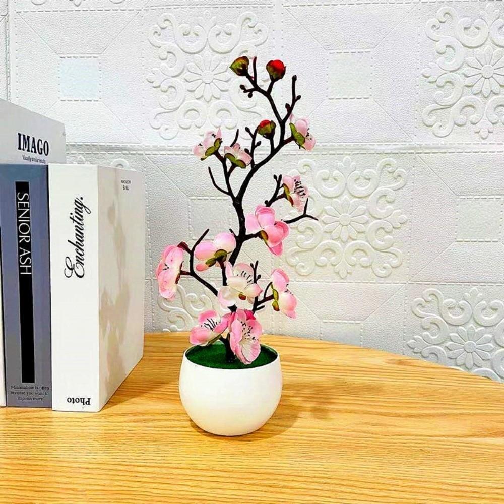Kreative Süße Künstliche Pflaumenblüten Helle Farbe Bonsai Topfpflaumenblüte Heimdekoration Blumenornament Valentinstag