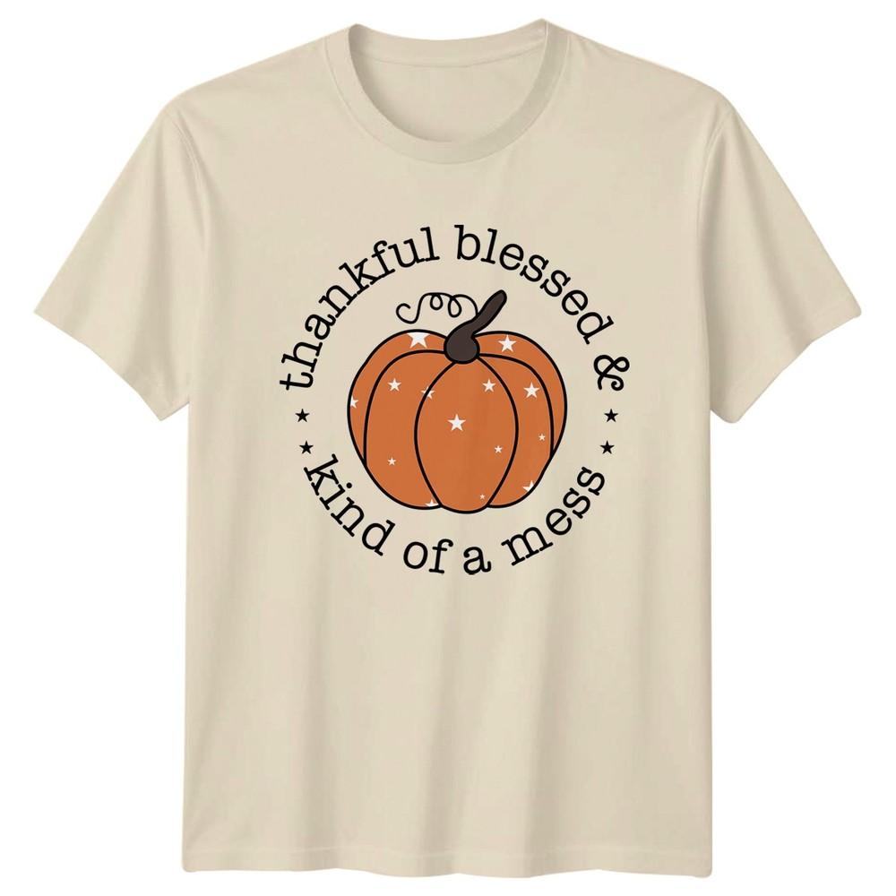 Thankful Blessed And Kind Of Mess TShirt Autumn Thanksgiving Gift For Him Her