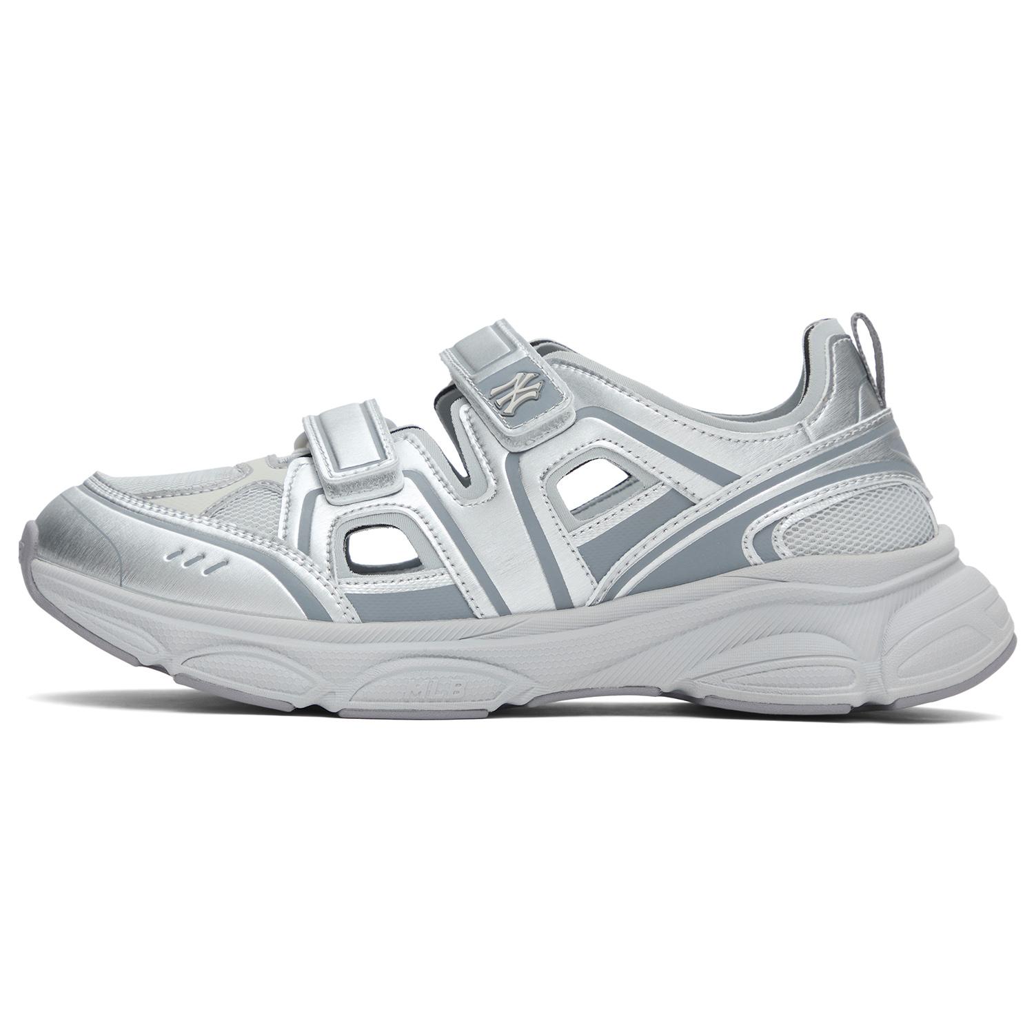 

New MLB New York Yankees Slip Resistant And Breathable Low Top Casual Shoes Unisex Silver White 3ASDACE53-50SIS 45