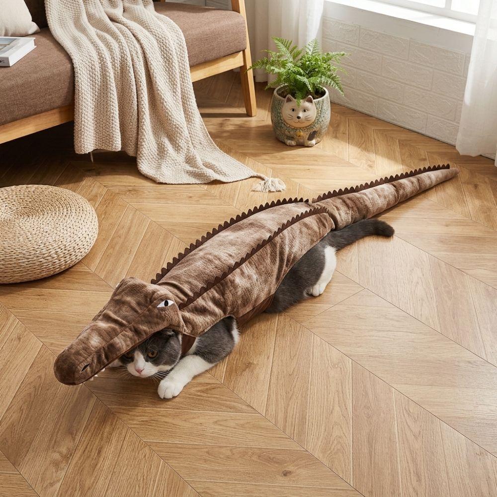 Realistic Halloween Pet Crocodile Costume Novelty Elastic Strap Plush Dog Crocodile Suit Soft Skin-Friendly Anti-Slip
