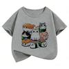 Funny Sushi Cat Food Design Printed T Shirts Short Sleeve Kids Children's T-shirt Boys Girls Summer Spring Cute Top Tee Shirt
