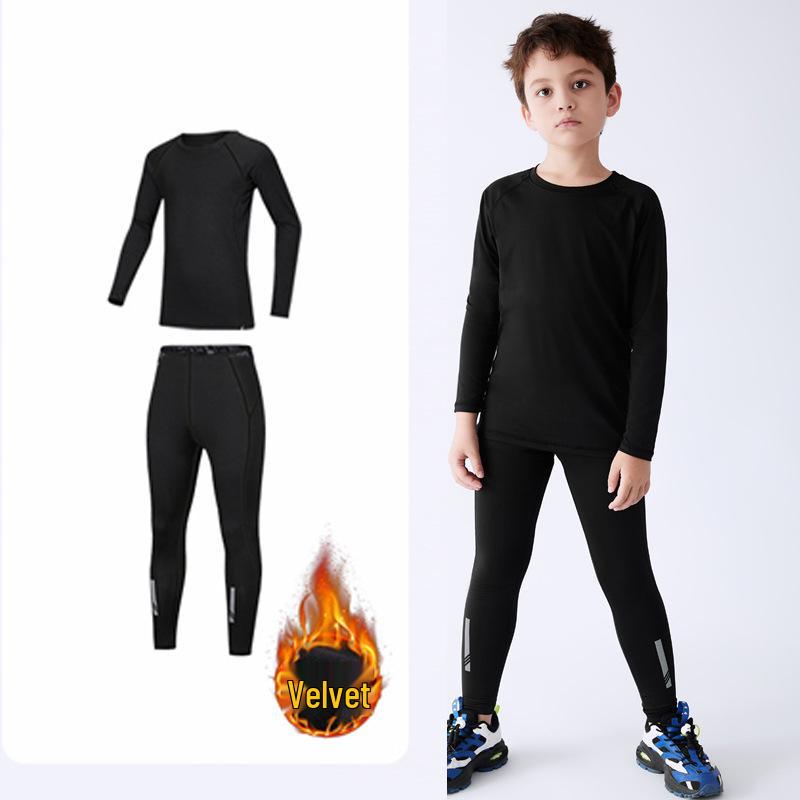 Kids' Sports & Fitness Set: Quick-Dry Basketball, Soccer, Outdoor Training Base Layer & Warm Tight-Fit Suit for Boys