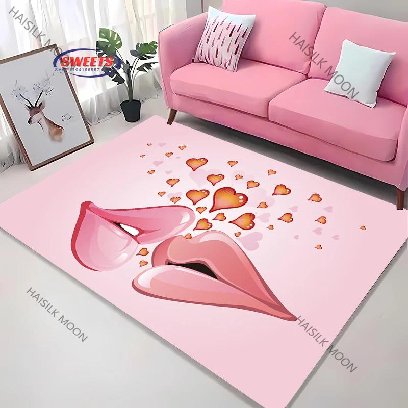 Artistic Love Rug Printed Decorative Mat for Living Room Bedroom Office Cozy Large Area Rug for Home Play Spaces