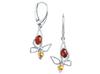 Women' Silver Butterfly Jewelry Set with Amber Large Silver Butterfly