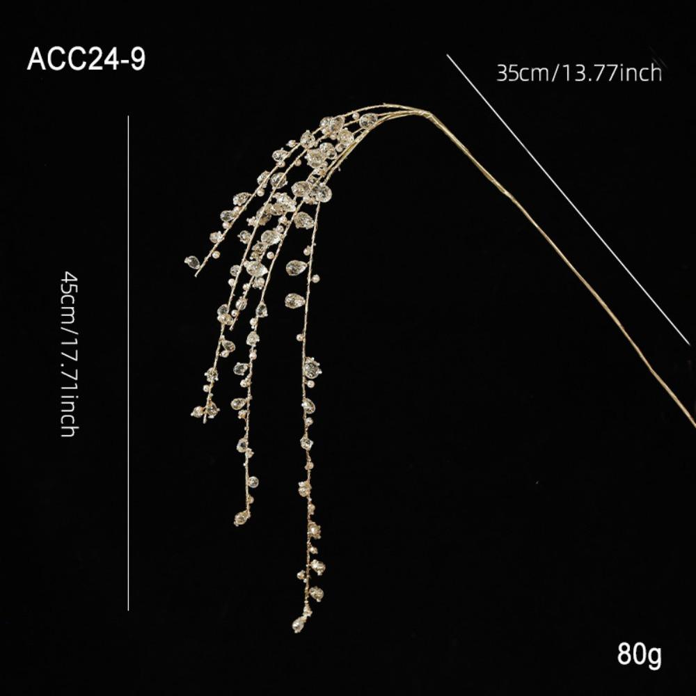 Crystal Bud Crystal Tree Branches Long Branch Weeping Willow Crystal Bud Branches Transparent Bead Sparkling Xmas Tree Ornament