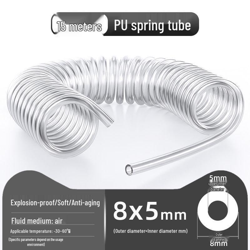 Retractable 8mm PU Spiral Air Hose with Quick Pneumatic Connector