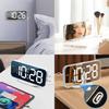 LED Mirror Digital Alarm Clock for Bedroom Dual Alarm,2 USB Charger Ports, Easy Snooze, Day of Week 12 24H Display, USB Powered Clock with Battery
