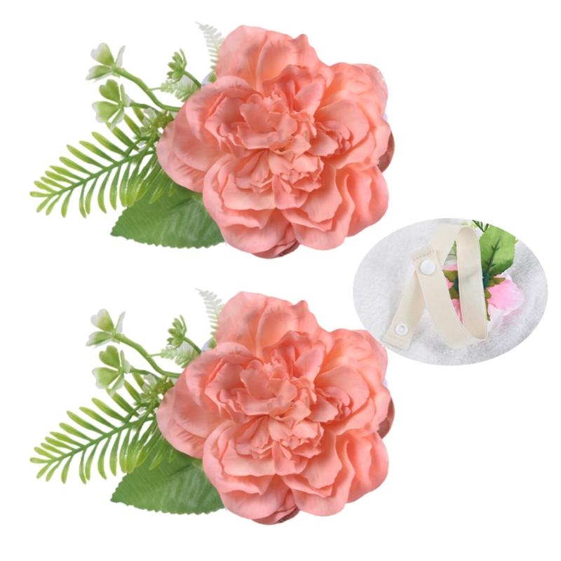 Contemporary Artificial Flower Curtain Fastening Clips Set of 2 Decorative Window Drapery Holders Tieback Straps Buckles