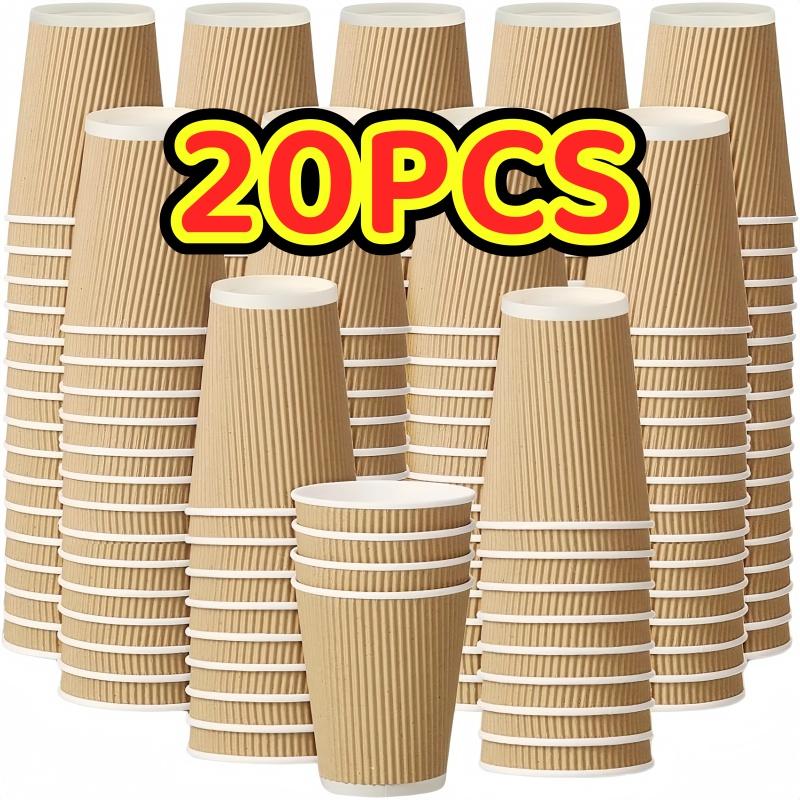 Одноразовый бумажный стаканчик для кофе, подходит для чая и напитков, одноразовый, герметичный бумажный стаканчик, подходит для встреч, офисов и домашнего использования 20pcs