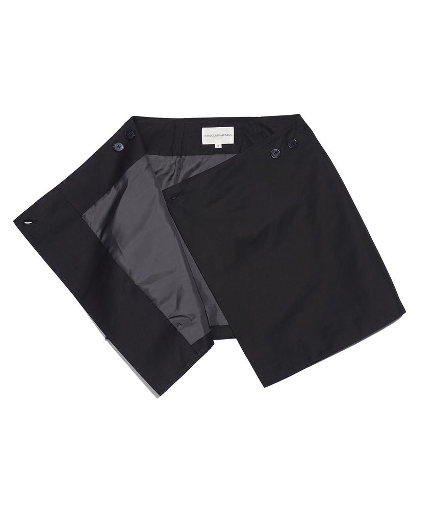 Hardcore Happiness Two-Button Wrap Skirt_Black