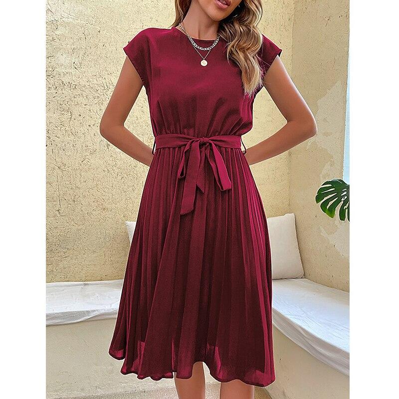 Rochie de petrecere fără mâneci de primăvară vară, linie A, modă pentru femei, elegantă, de vacanță, birou, rochii de damă, talie înaltă, lejeră, rochie lungă 24708