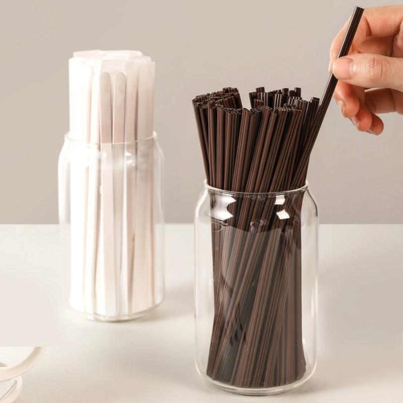 100pcs/packDisposable Three-Hole Coffee Straws Wooden Coffee Stirring Sticks Individually Packaged Hot Drinks Cold Drinks Juice