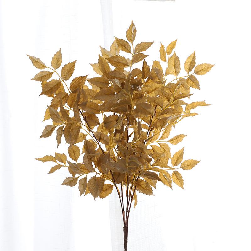 Simulation of green plant leaves, bundle of Lingxiao leaves, wedding bouquet set simulation leaf decoration