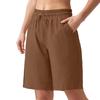 Fashion Womens High Waisted Bermuda Shorts Casual Wide Leg Drawstring With Pockets