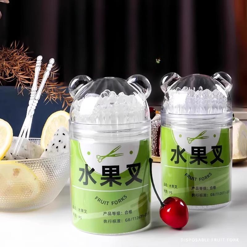 Fruit Label BottleHousehold Disposable Fruit Fork Plastic Food-grade Fruit ForkCake and Dessert Fork Small Fork