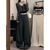 Drawstring High Waist Casual Pants Loose Pants Women's Autumn Drape Baggy Straight Trousers Apricot Mop Pants Lazy Long Pants